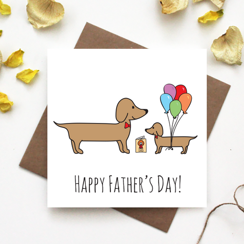 Dachshund Fathers Day Greeting Card