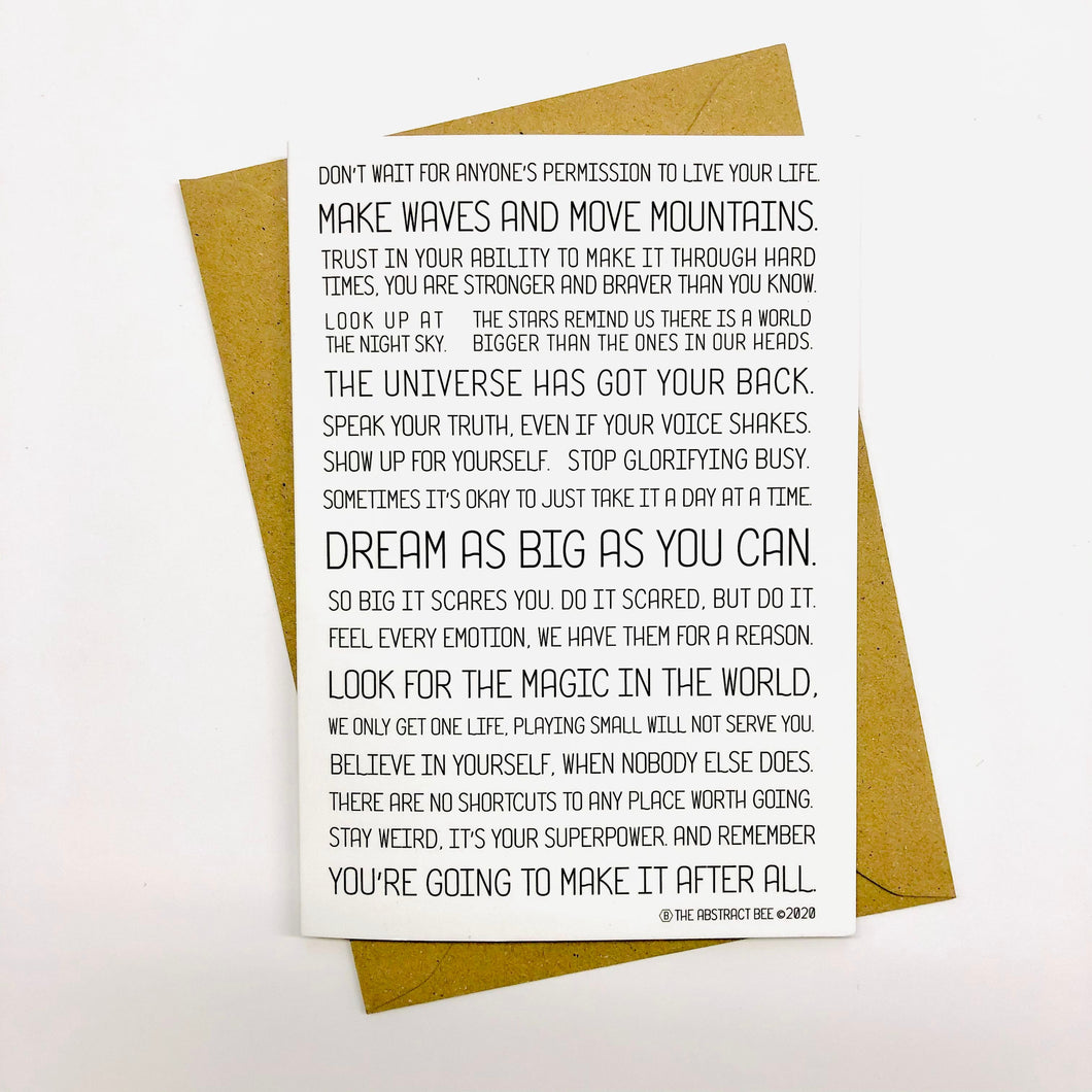Motivational Quote Greeting Card